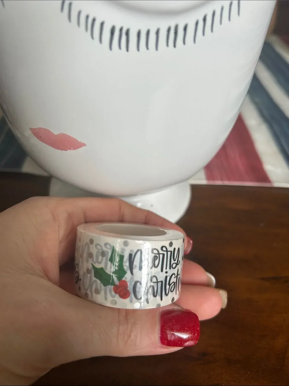 Merry Christmas Decorative Washi Tape - Holiday Script & Holly NEW